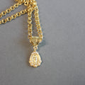 16-18" Oval Mary Medal Pendant Charm Necklace with Pearls
