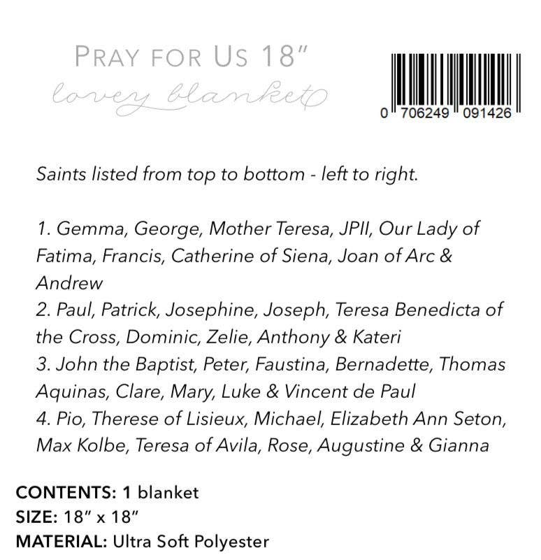 18" Pray for Us Ultra Soft Lovey Blanket