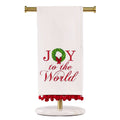 Grand Joy Wreath Pom Pom Hand Towel   White/Red/Green   20x28