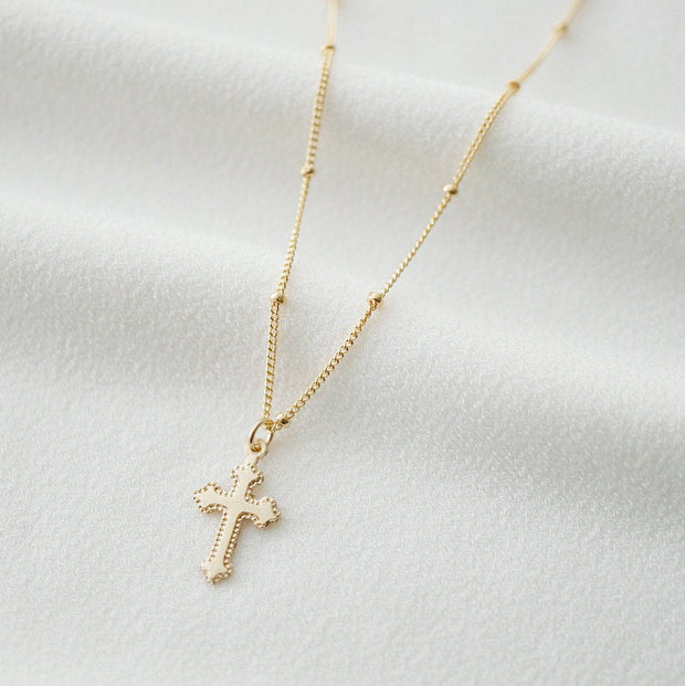 Tiny Cross Necklace in 14K Gold Fill (Jada)