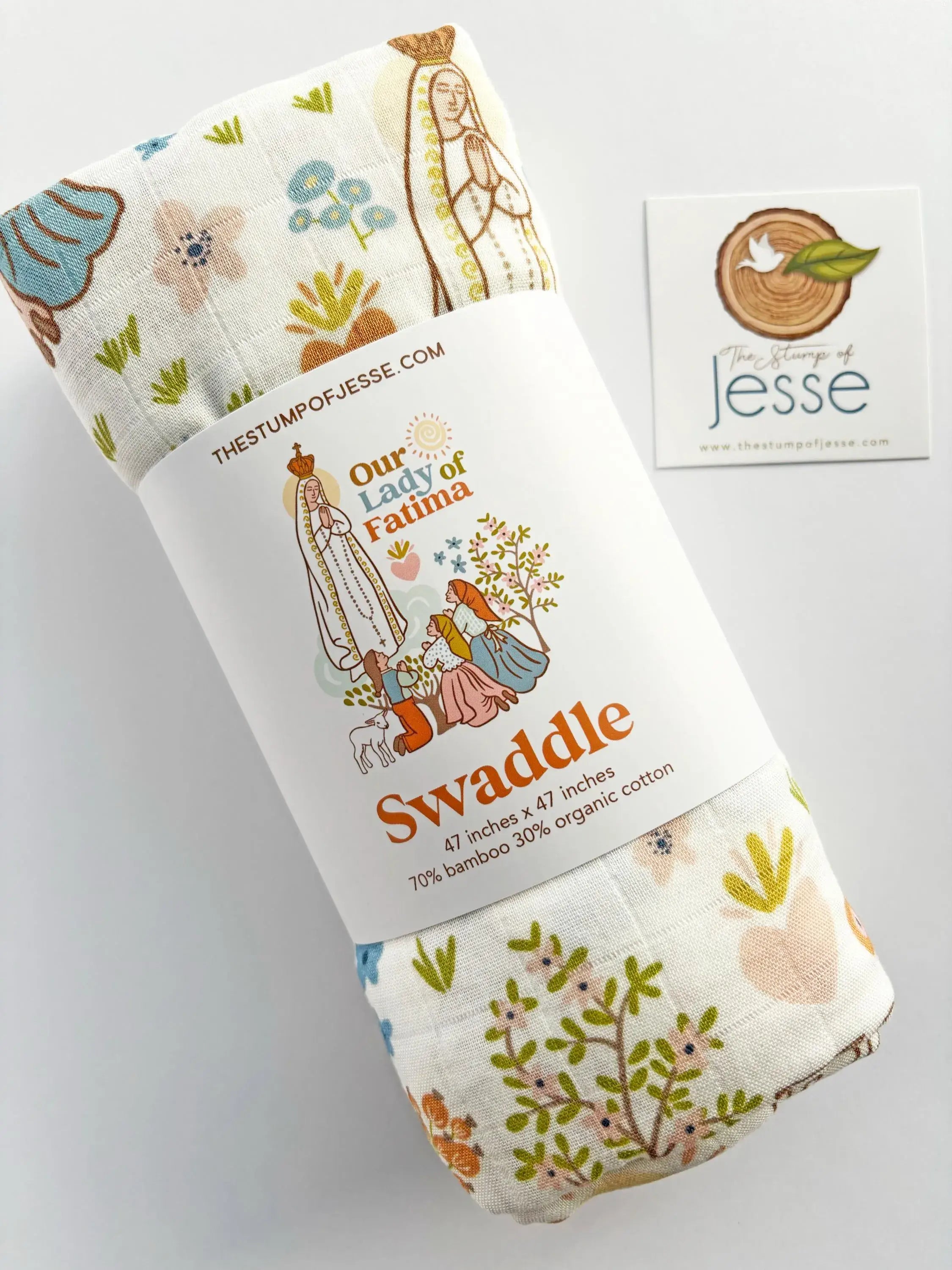 Our Lady of Fatima Muslin Deluxe Swaddle I Catholic Gift 