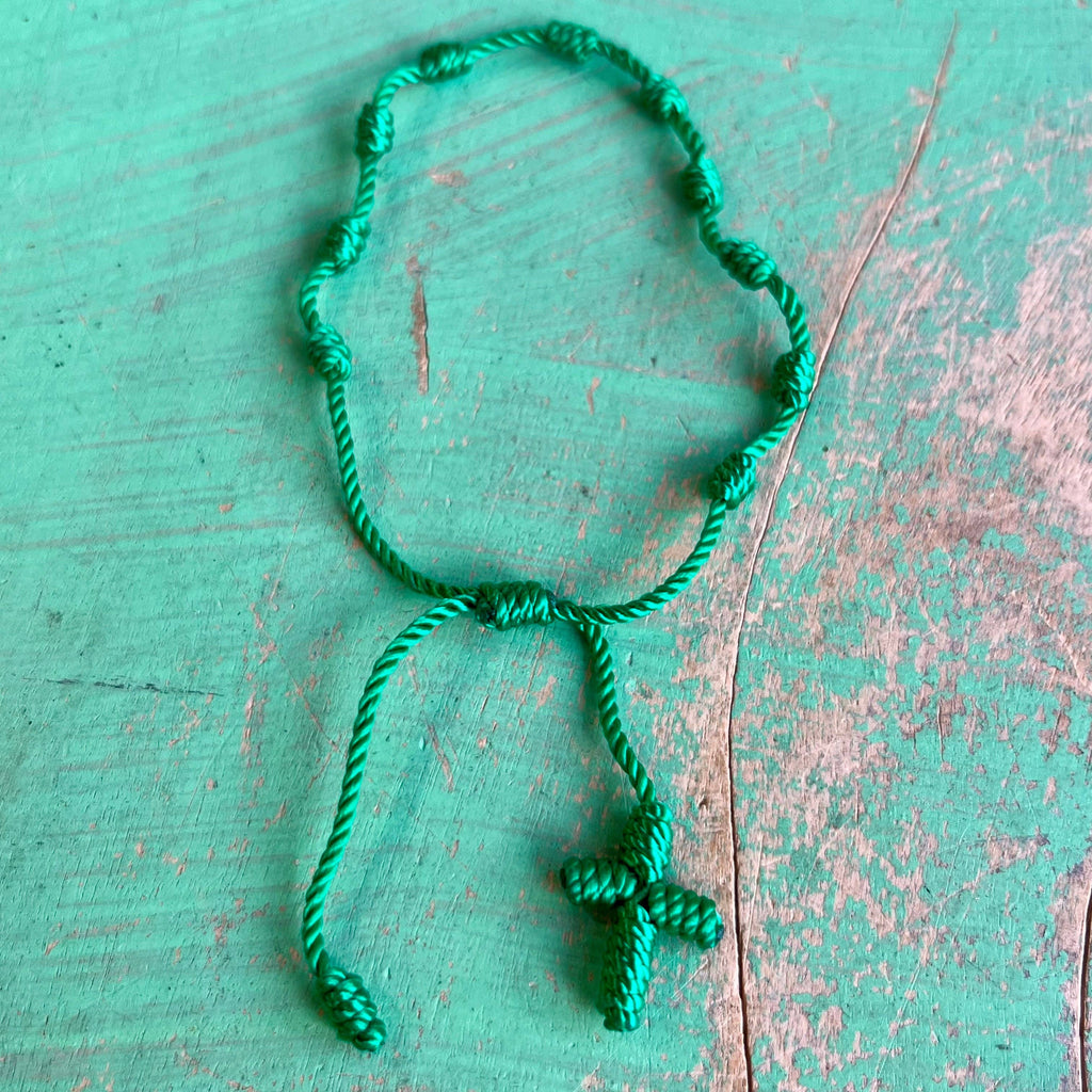 Knotted Cord Rosary Decade Adjustable Bracelet
