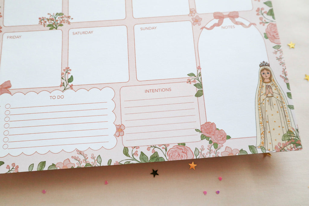Our Lady Of Fatima Weekly Planner Notepad
