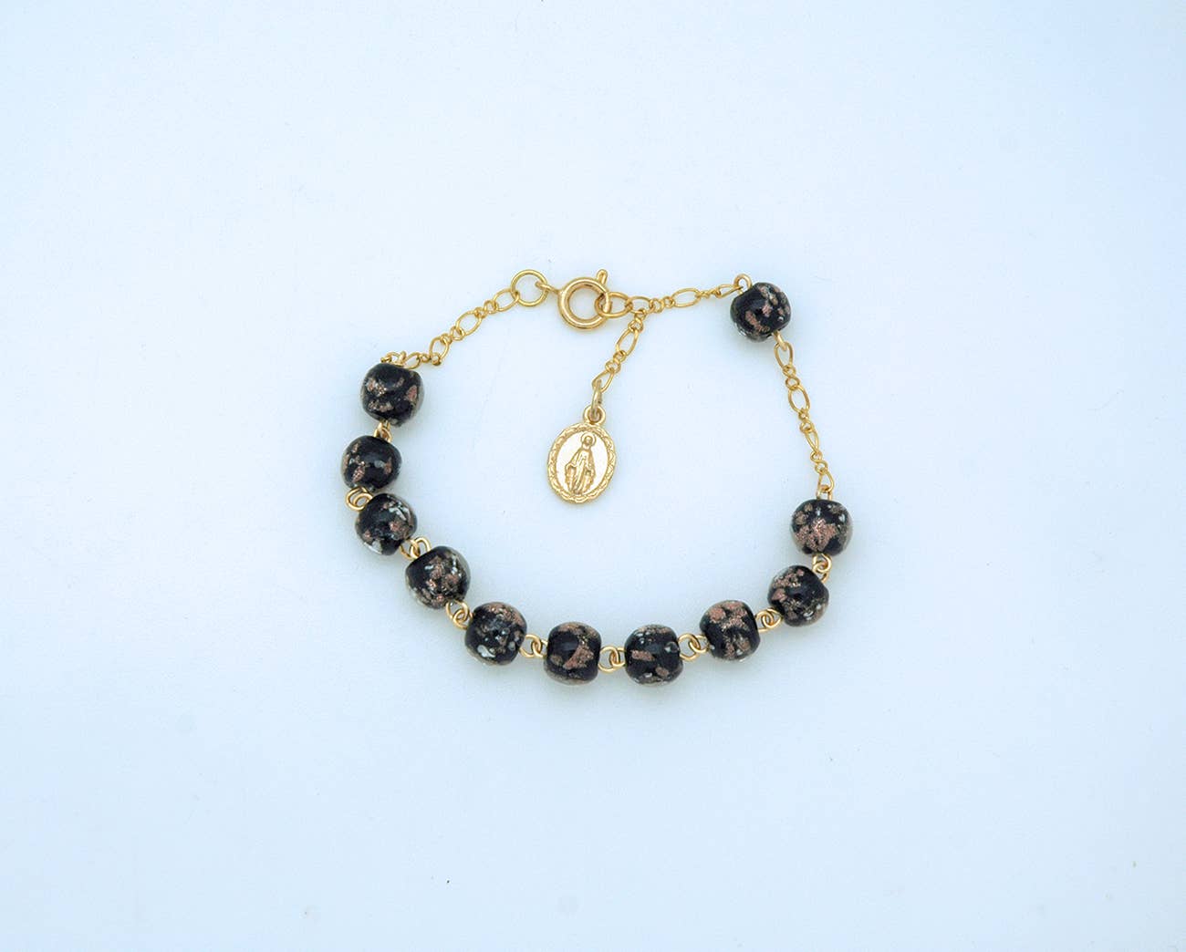 Luminous Glass Rosary Bracelet , Black