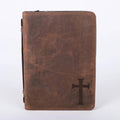Bible Cover - Buffalo Leather - Cross - L