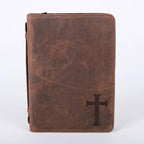 Bible Cover - Buffalo Leather - Cross - L