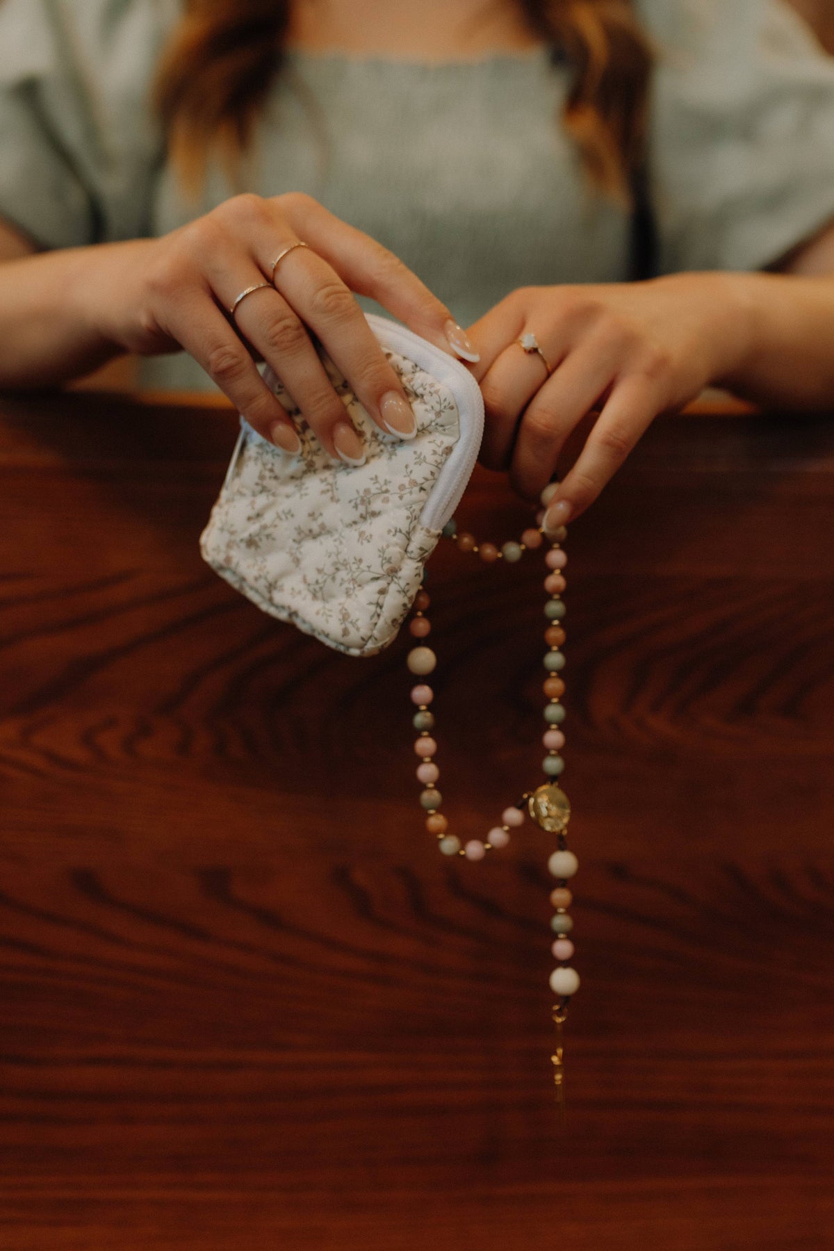 Vintage Floral Rosary Pouch