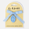Miraculous Medal Blue Gingham Bow
