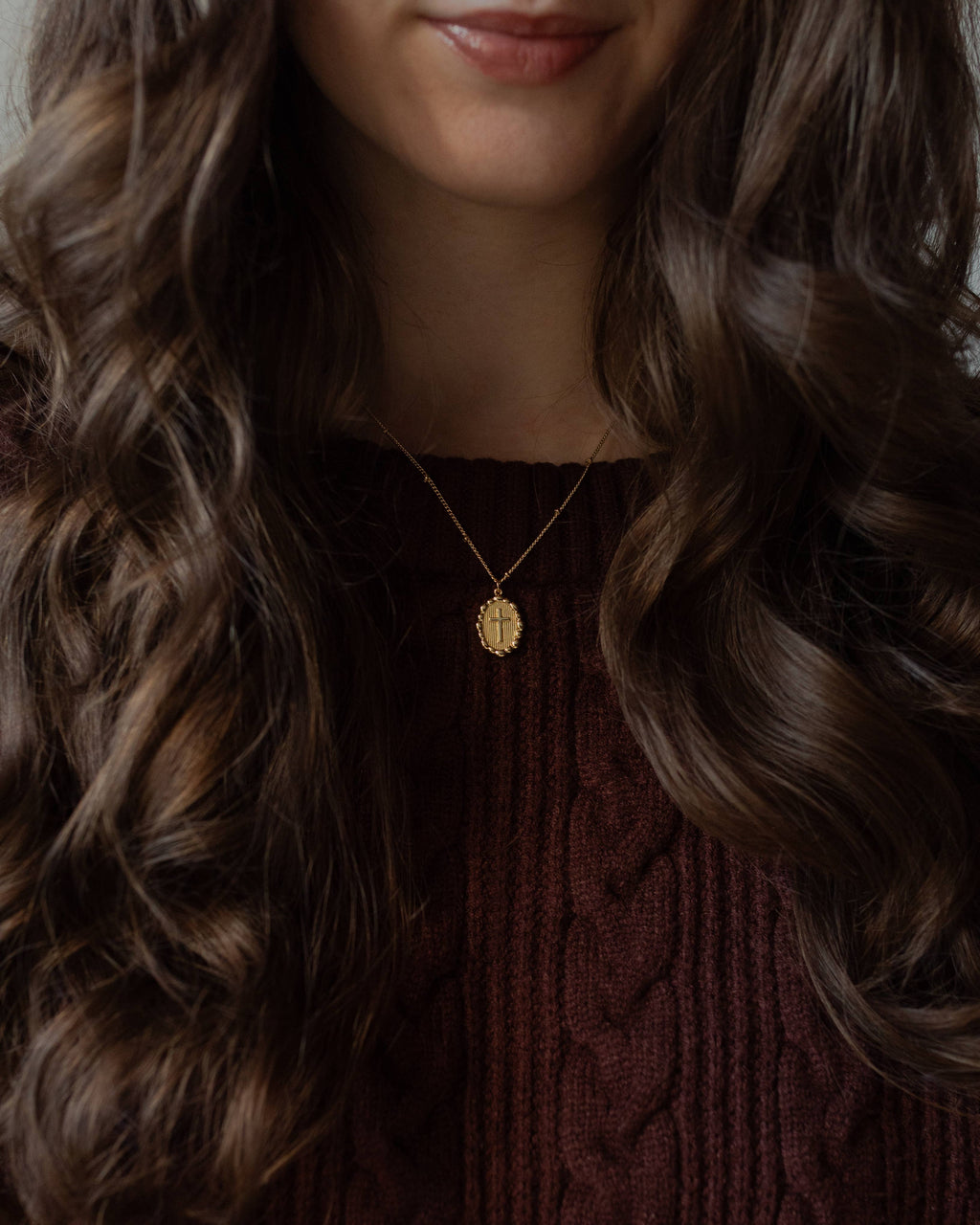 Beaded Chain Cross Necklace
