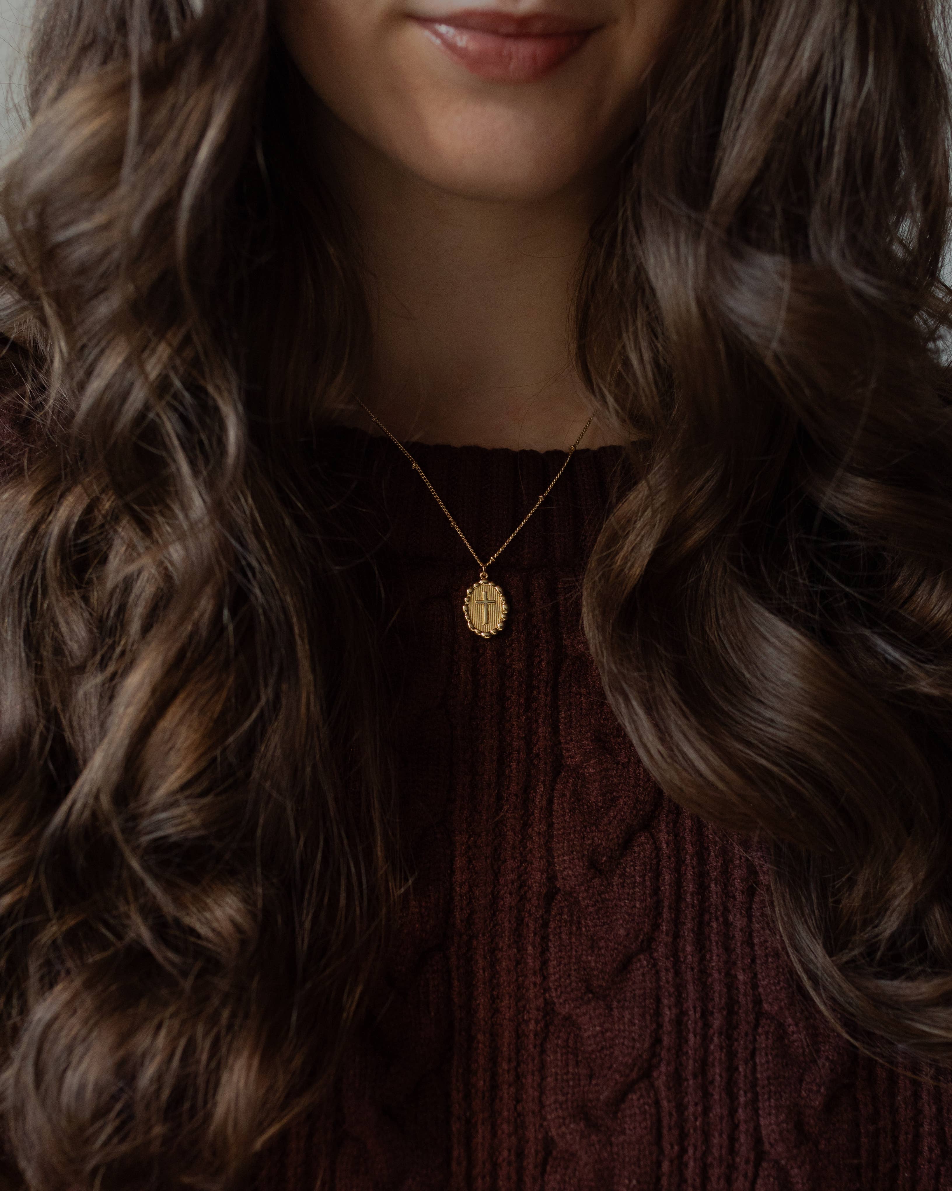 Beaded Chain Cross Necklace