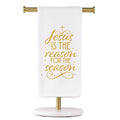 Jesus is the Reason Hand Towel  White/Light Gold   20x28