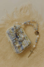 Blue Floral Rosary Pouch