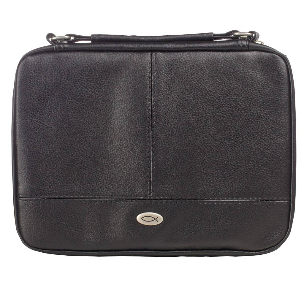 Bible Cover Organizer Two-fold Black Ichthus Badge