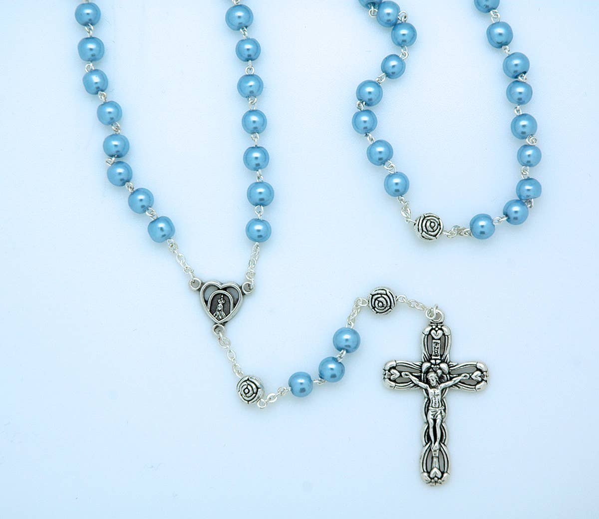 Blue Pearl Rosary from Fatima