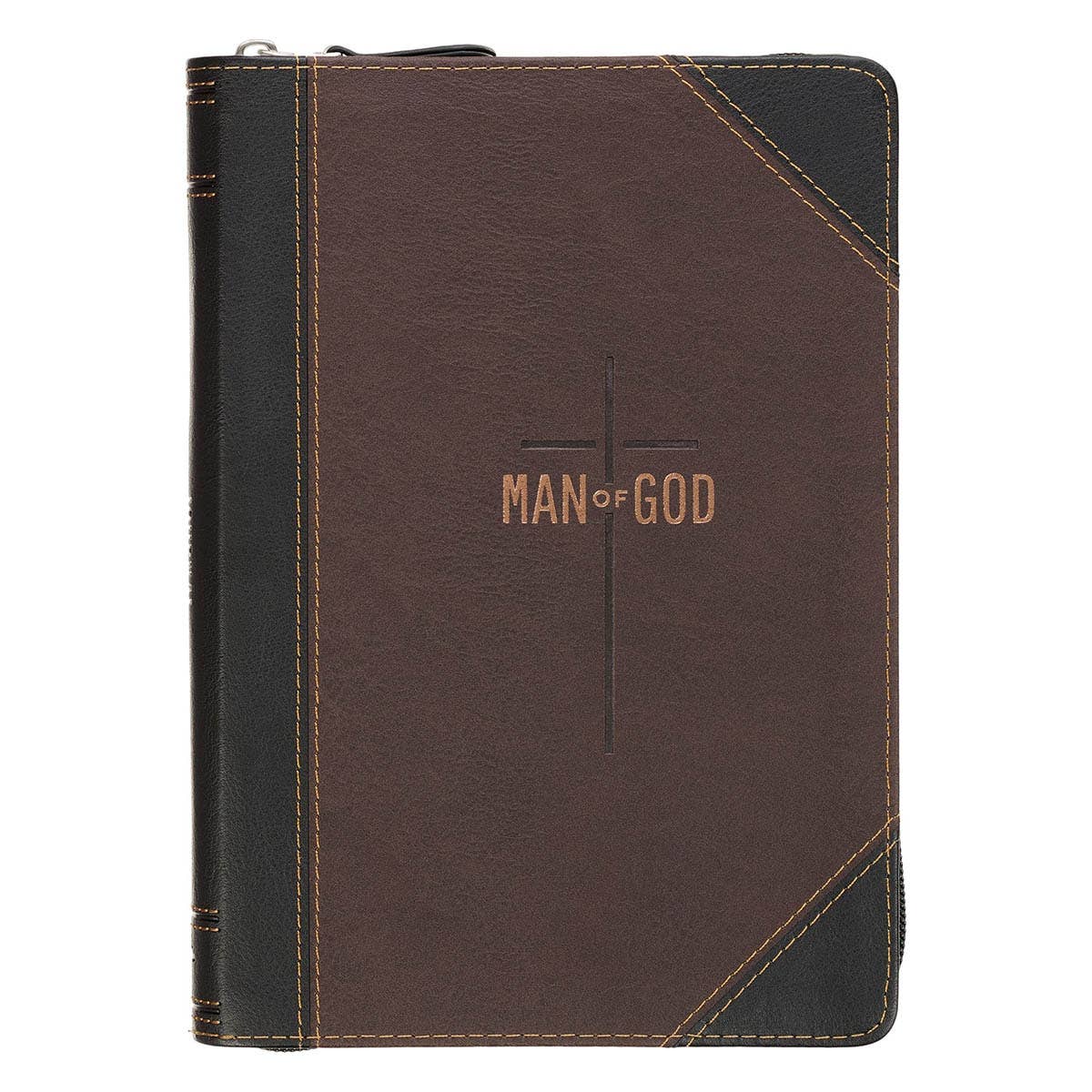 Journal Classic Zip BrownBlack Zippered Man of God 1Tim 6:11