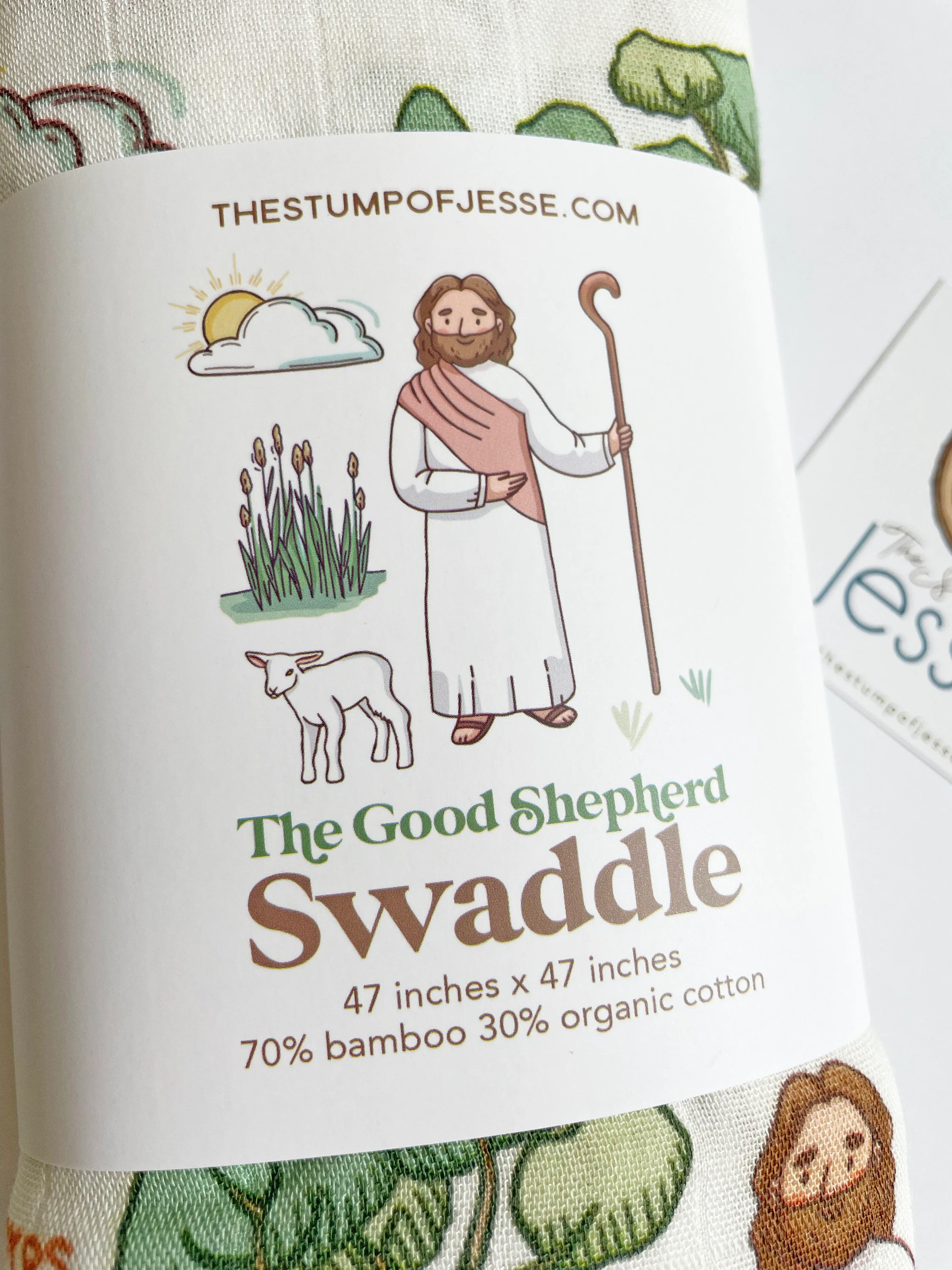 The Good Shepherd Muslin Deluxe Swaddle I Catholic Gift