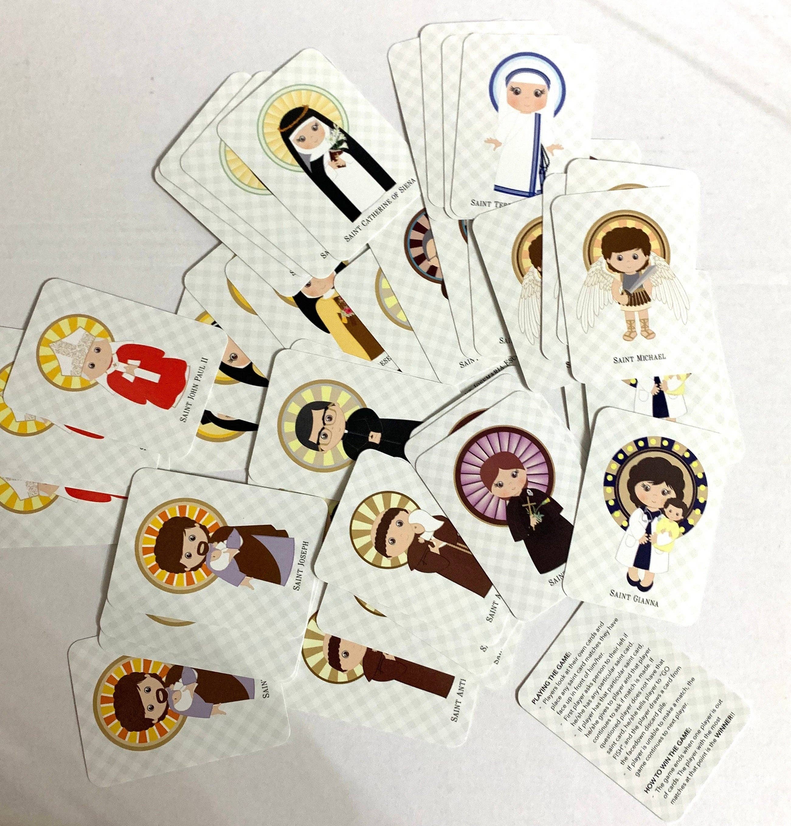 Fishing with the Saints Game Card Set. Set of 48 (12 saints) Saint Matching Game. First Communion Gift. Baptism Gift. Catholic Gift.