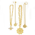 Gold Rope Chain with Gold Ruffle Blessed Mother & Pearl Cross