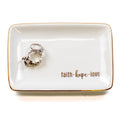 Faith Hope Love Trinket Dish   White/Gold   6x4