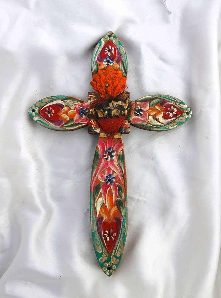 MXC5 - Mexican Hand-Painted Wall Cross Decor Accent