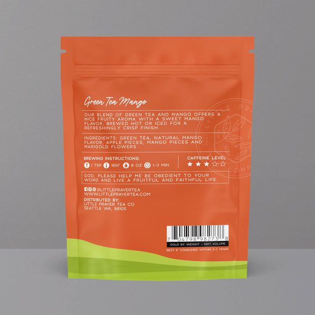 Bible Verse Tea "Serve The Lord" Green Tea With Mango Pouch