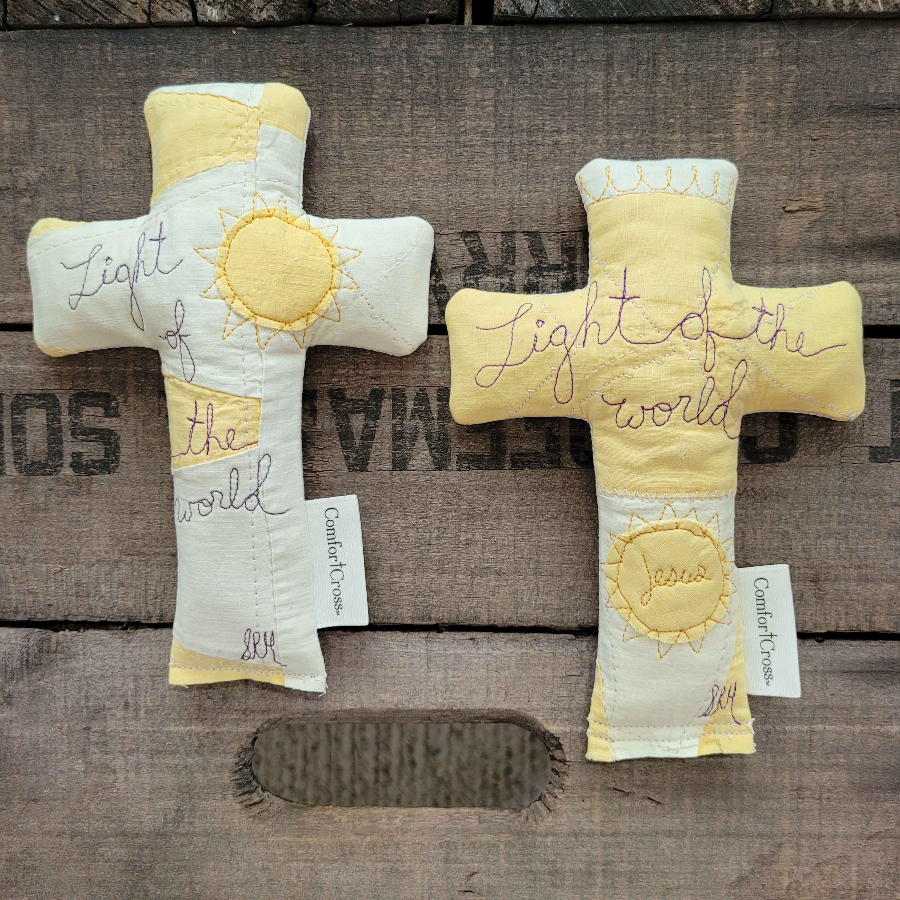 Well Worn Quilted Prayer Comfort Cross -Light of the World