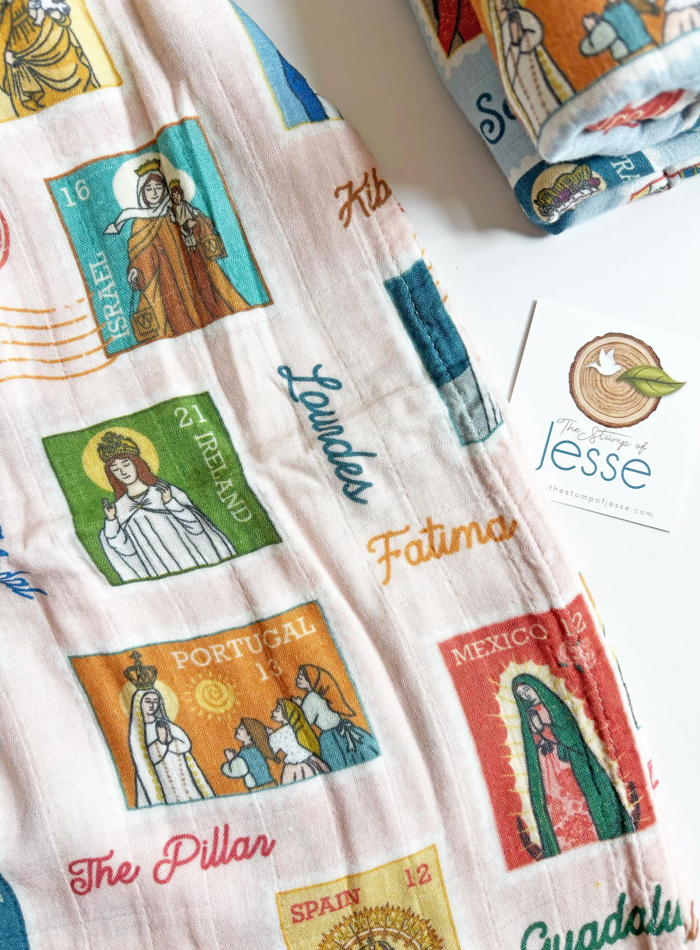 Ave Maria Post Pink Bamboo Muslin Swaddle