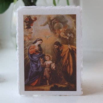 Holy Family on Deckled-edge Handmade Paper Sacred Art Print