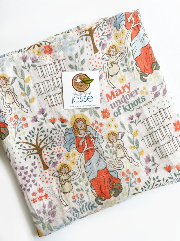 Mary Undoer of Knots Deluxe Swaddle I Catholic Gift