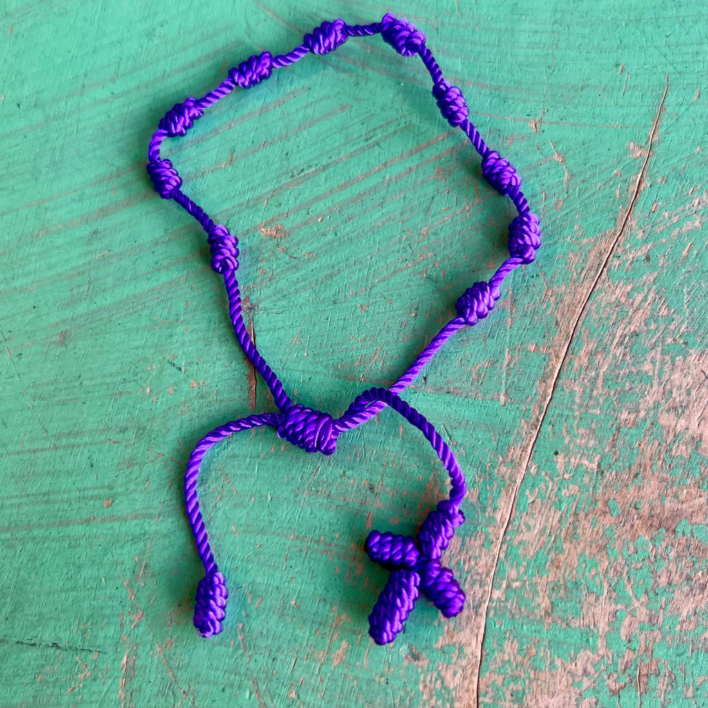 Knotted Cord Rosary Decade Adjustable Bracelet