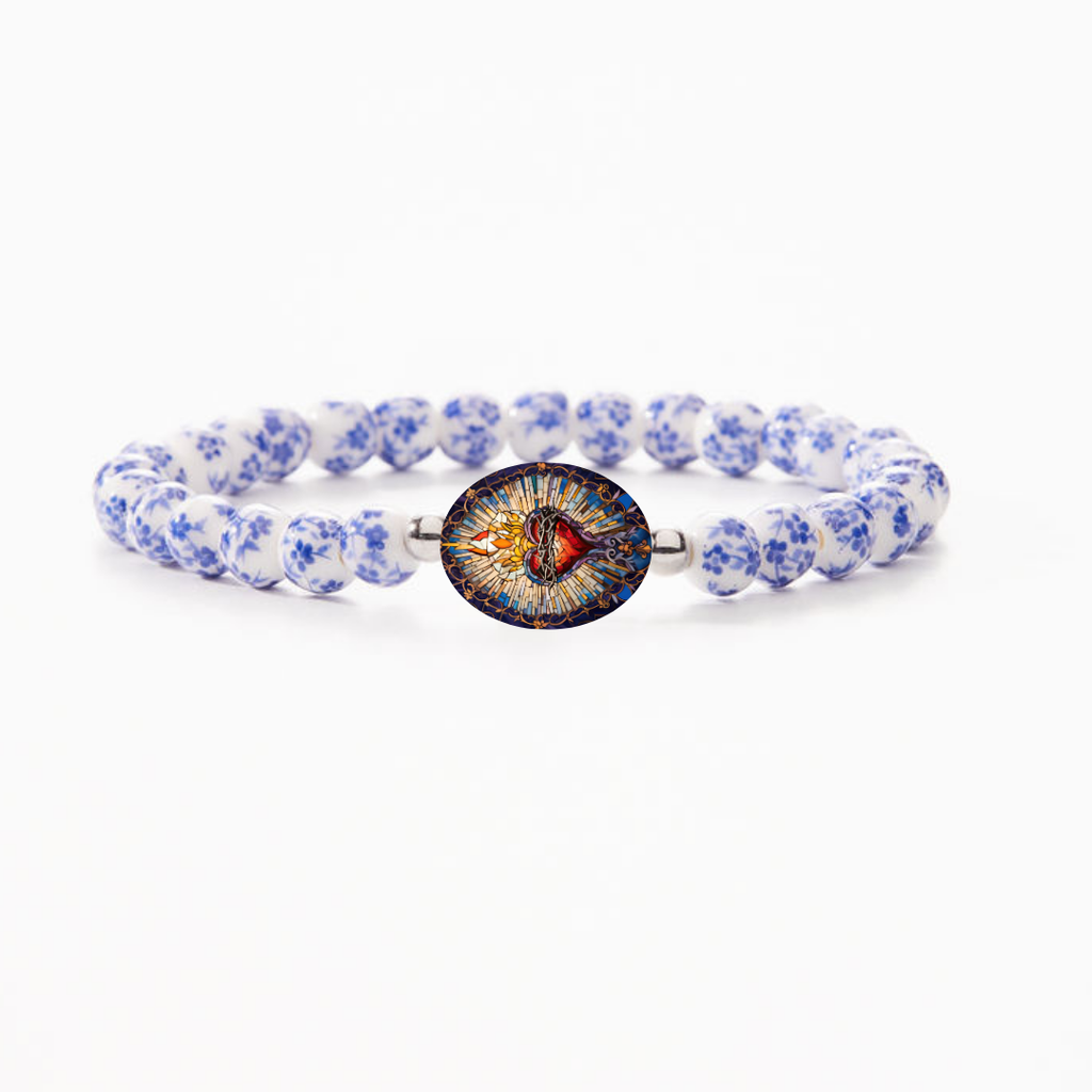 HOLY WATER SACRED HEART BRACELET - Porcelain Beads