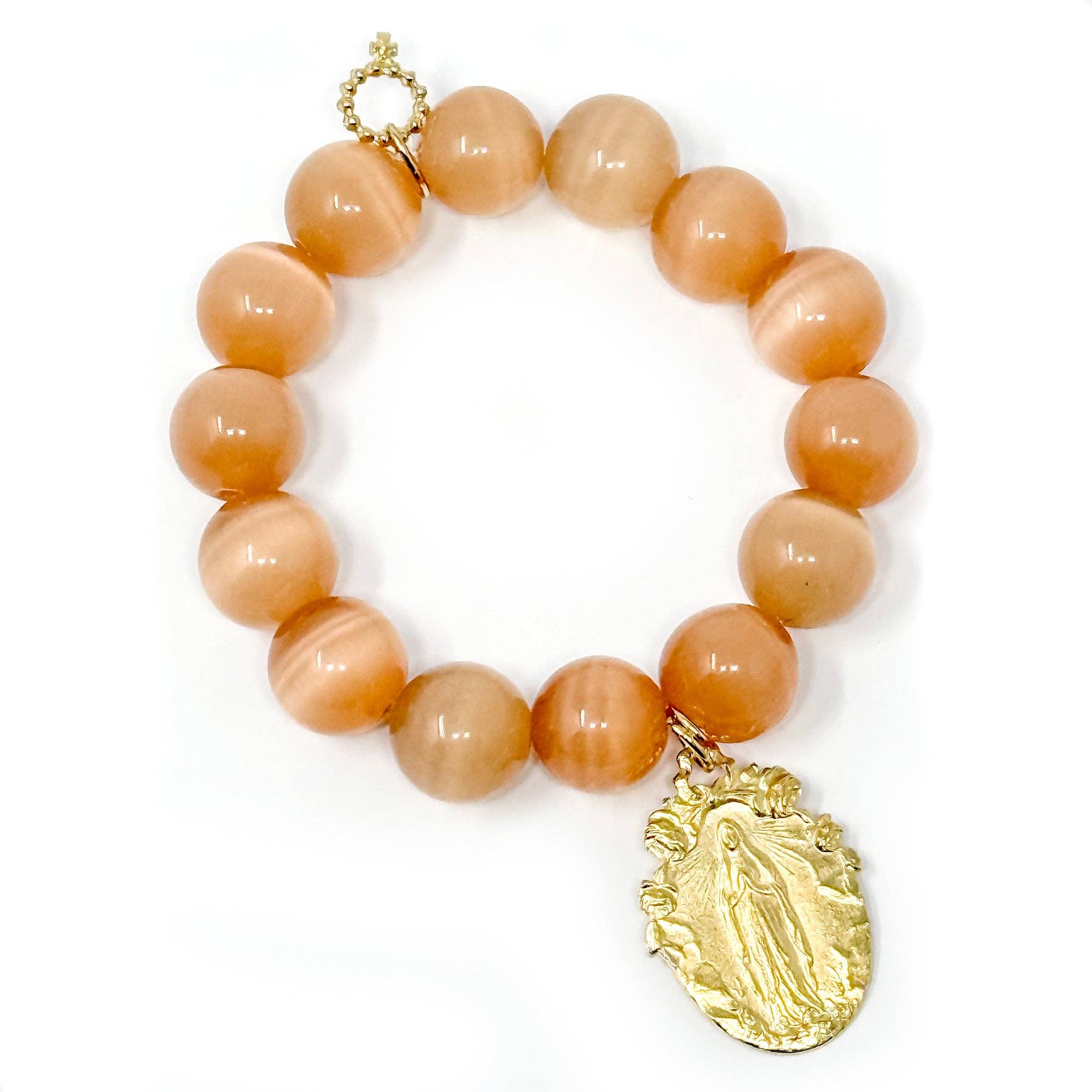 Champagne Calcite with Gold Floral Blessed Mother