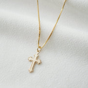 Tiny Cross Necklace in 14K Gold Fill (Jada)