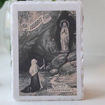 Lourdes on Deckled-edge Handmade Paper Sacred Art Print