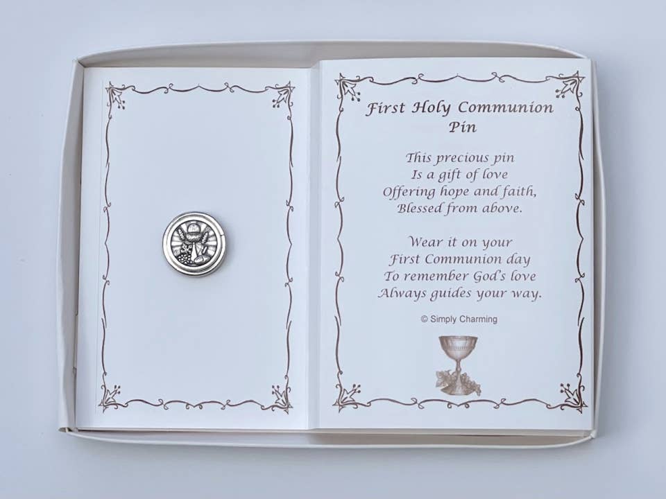First Communion Round Pin