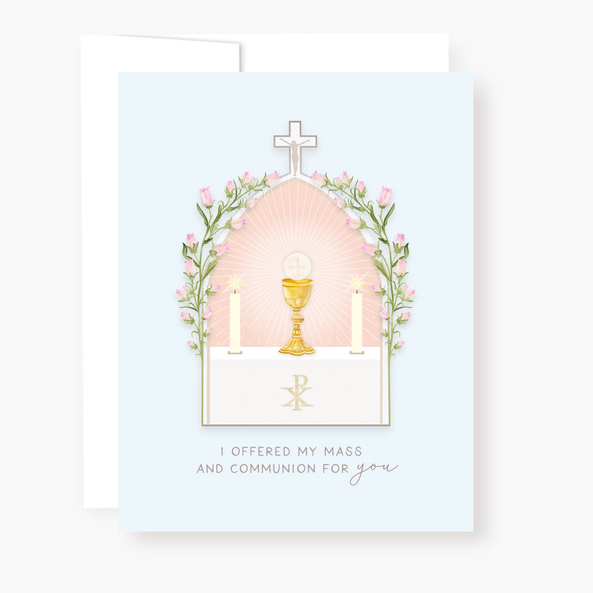 "I Prayed for you at Mass" Card | Light Blue