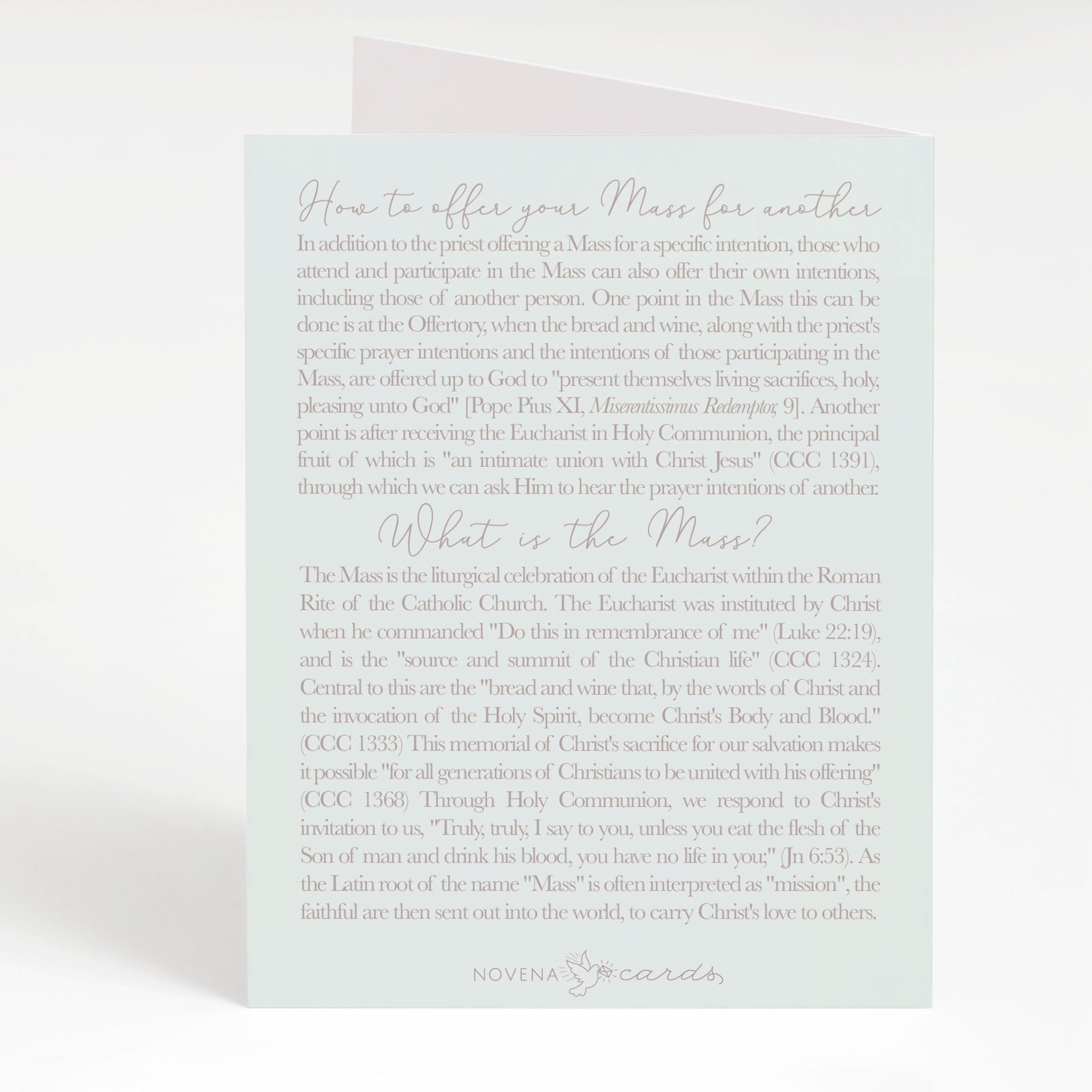"I Prayed for you at Mass" Card | Light Green