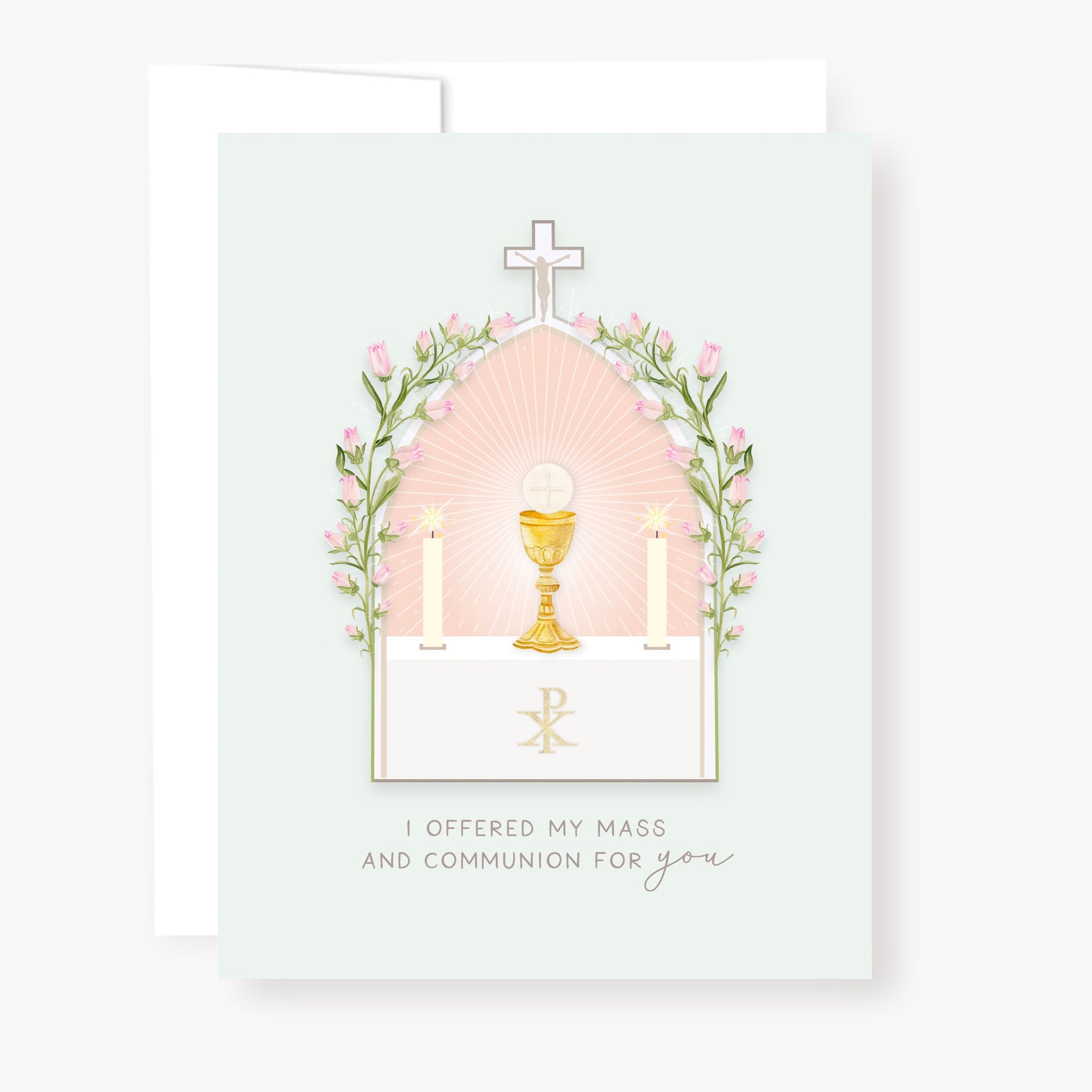 "I Prayed for you at Mass" Card | Light Green