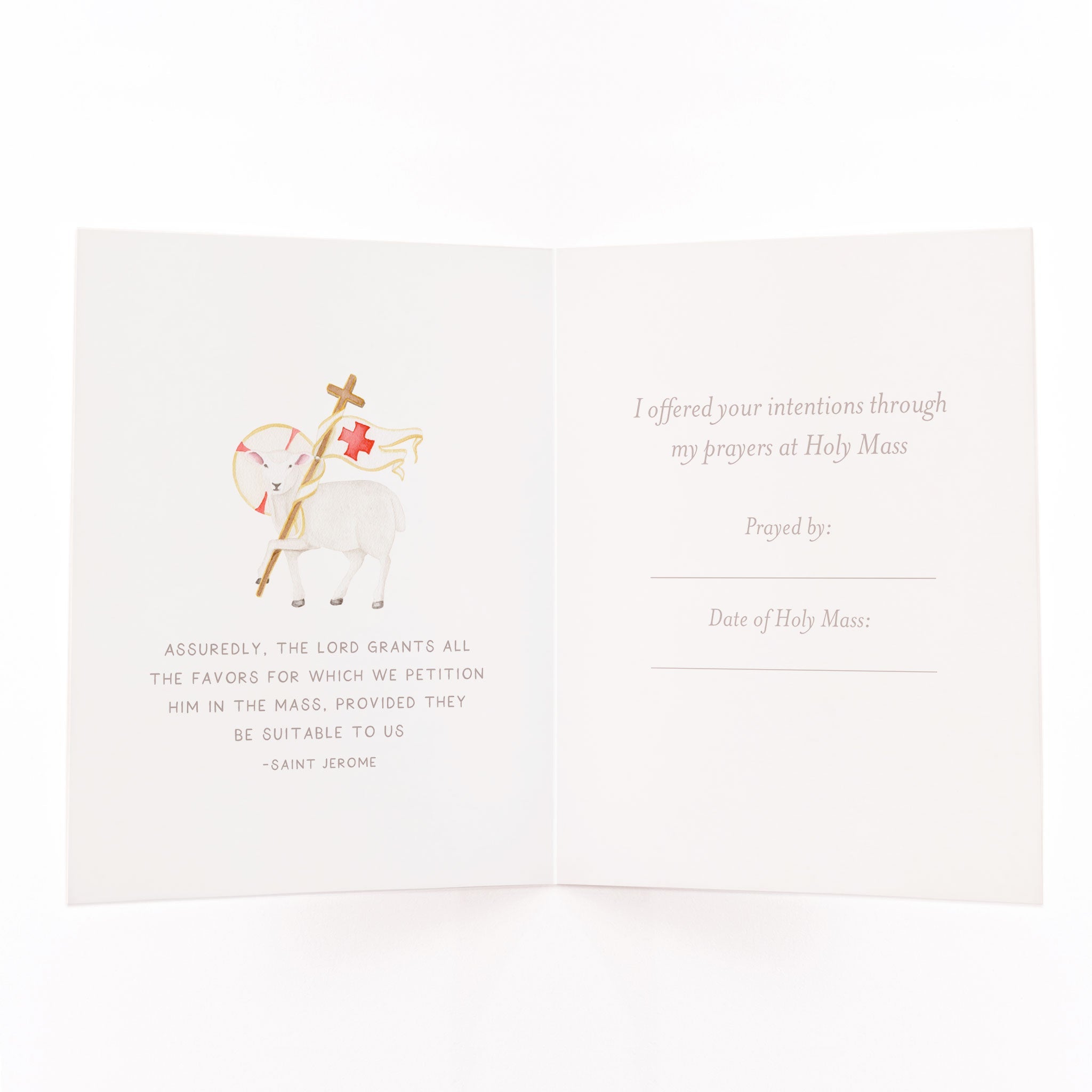 "I Prayed for you at Mass" Card | Light Green