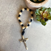 St. Benedict Natural Wood Bead Paracord Rosary