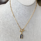 Gold Toggle Necklace with Antique Medal