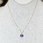 Blue Enamel Antique Medal Necklace on Box Chain