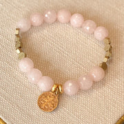 Pink Beaded Bracelet with Antique St. Benedict Medal