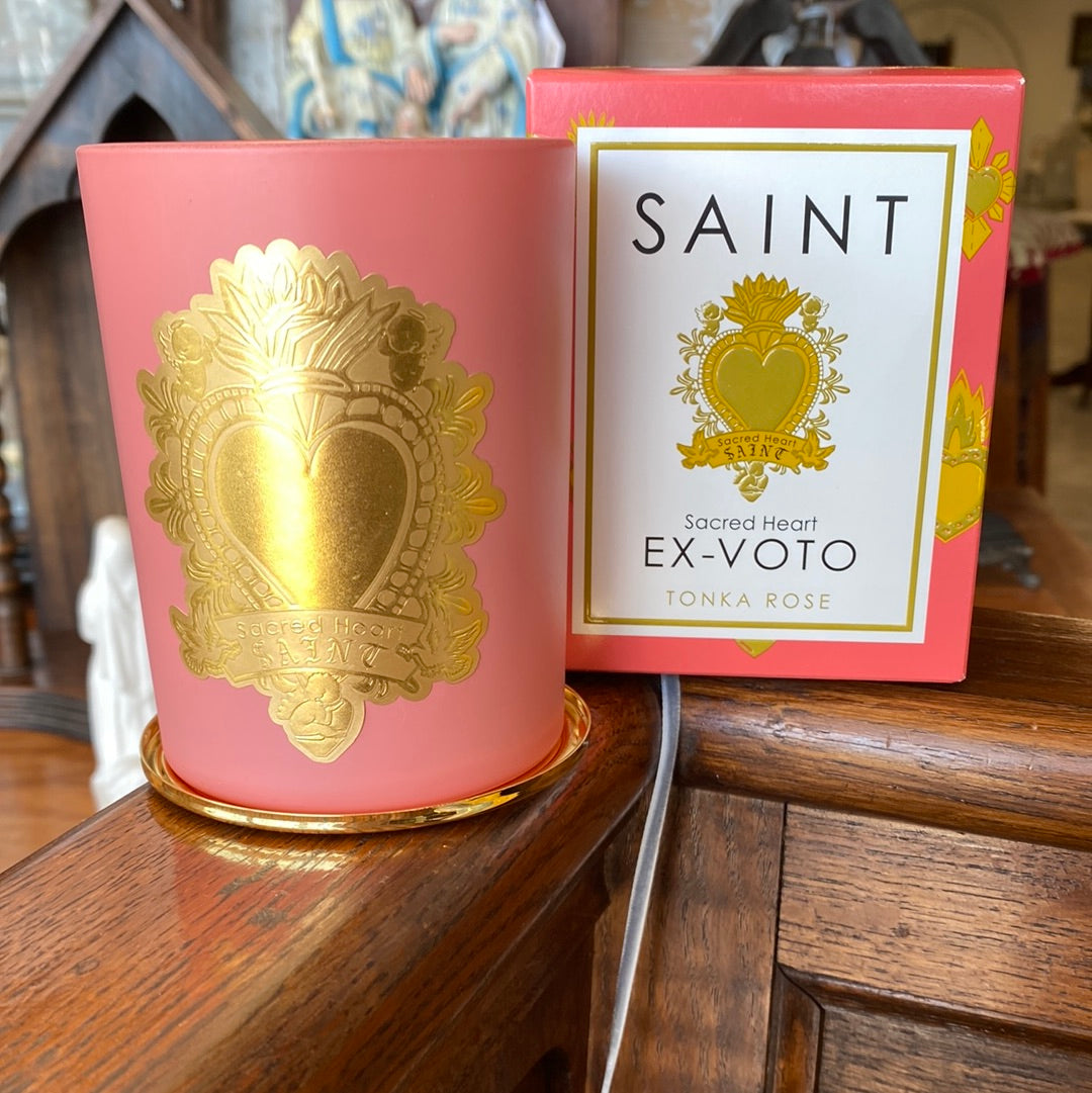 Sacred Heart Ex-Voto Candle (Tonka Rose)