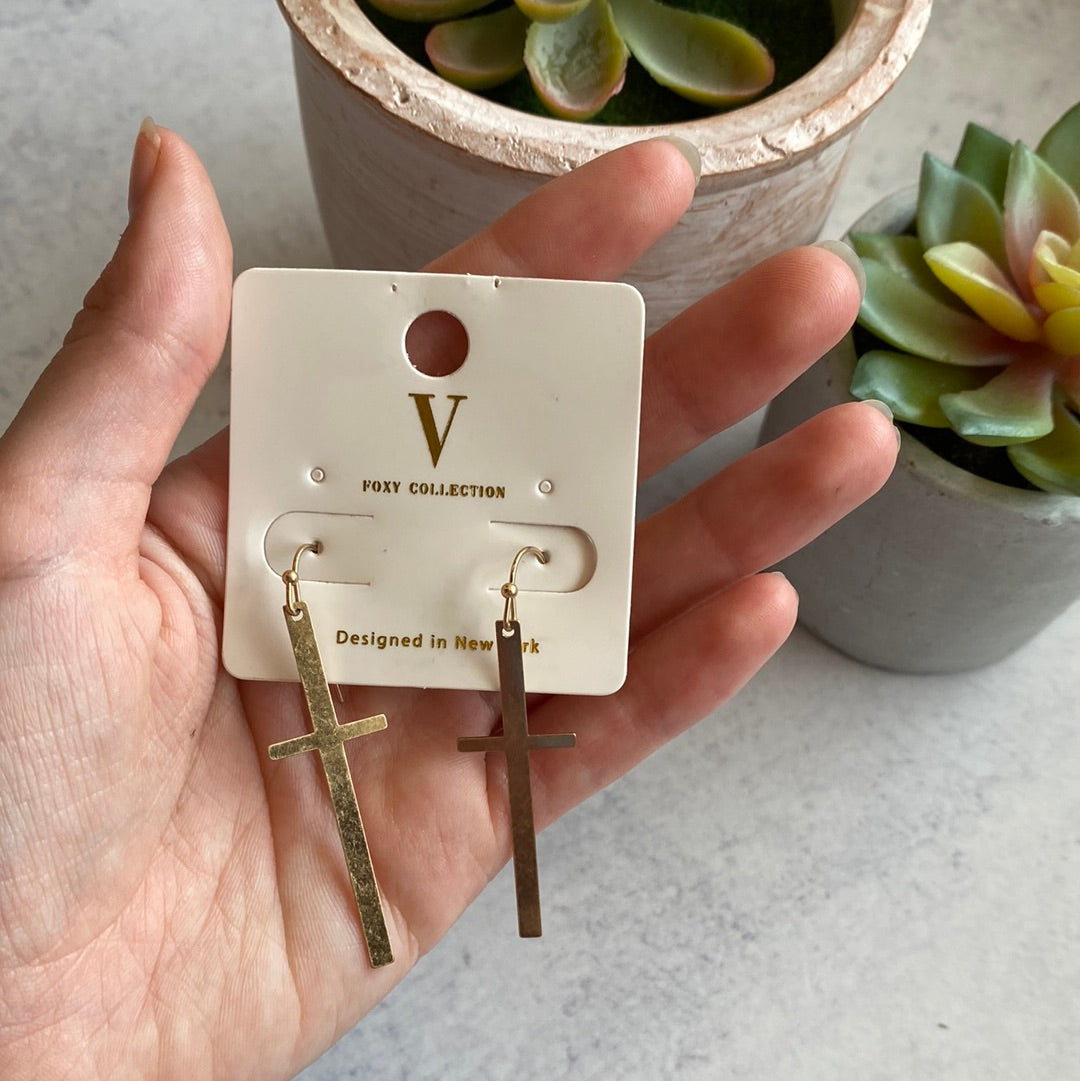 Dangle Cross Earring