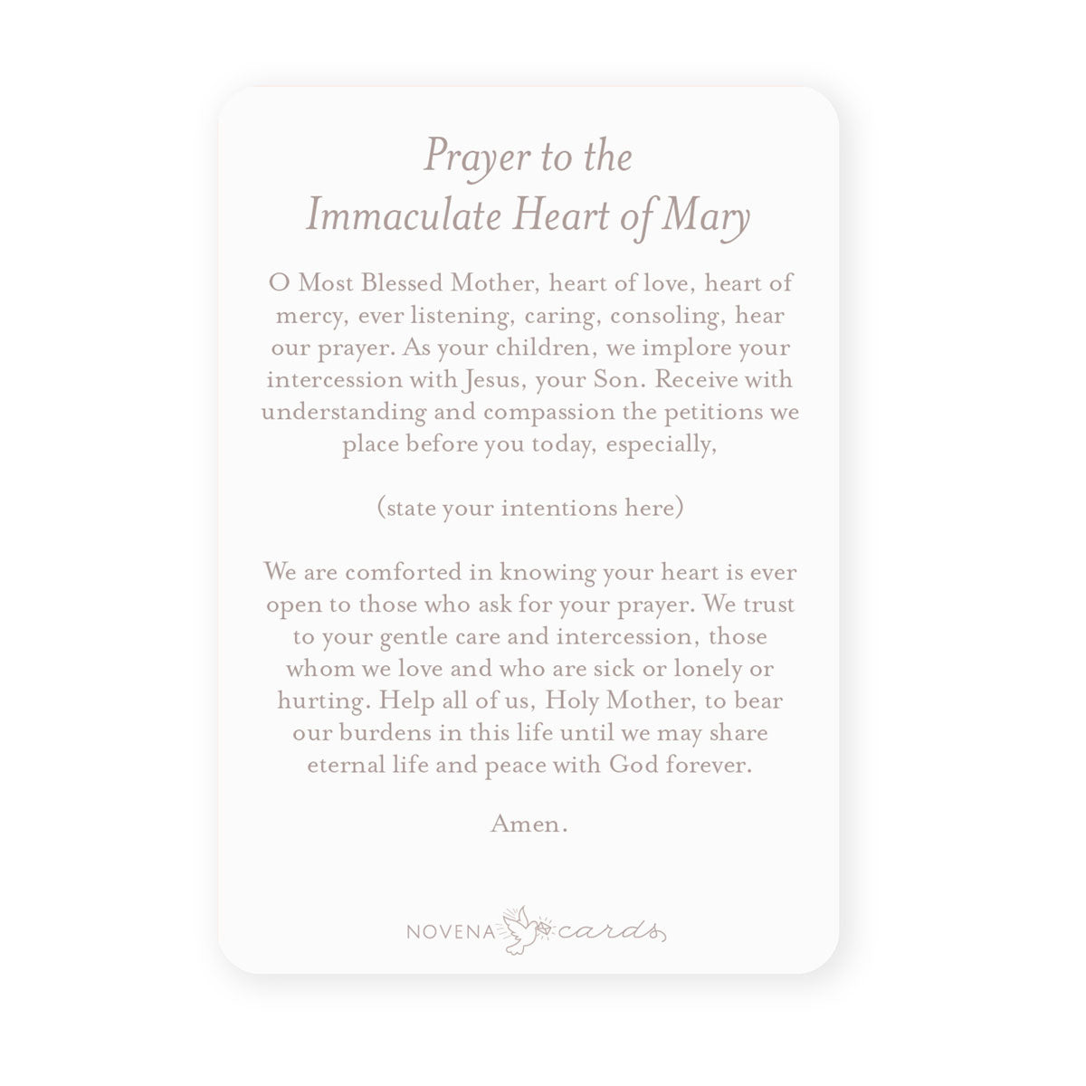 Immaculate Heart of Mary Prayer Card | Pray for Us