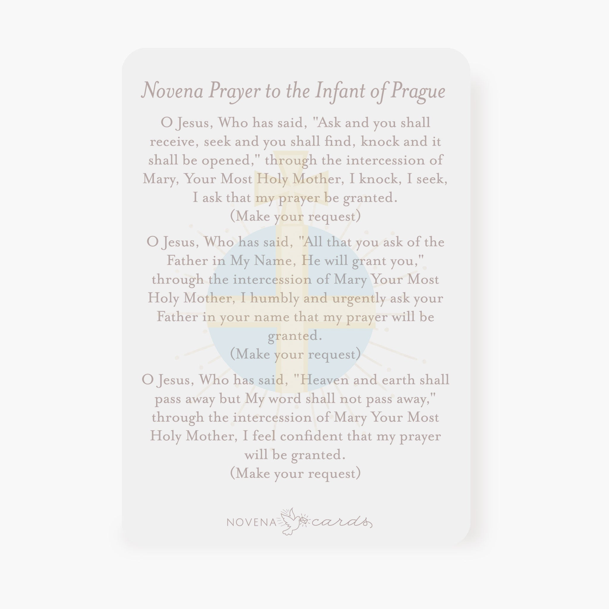 Infant of Prague Novena Card | Blue