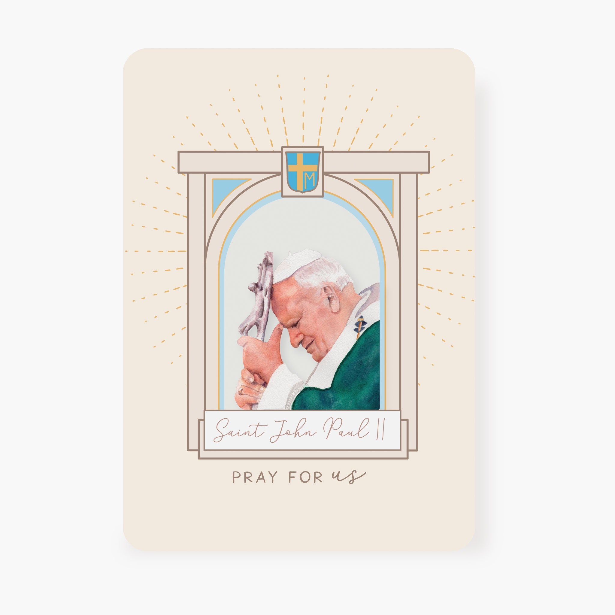 St. John Paul II Prayer Card | Banner Design | Beige