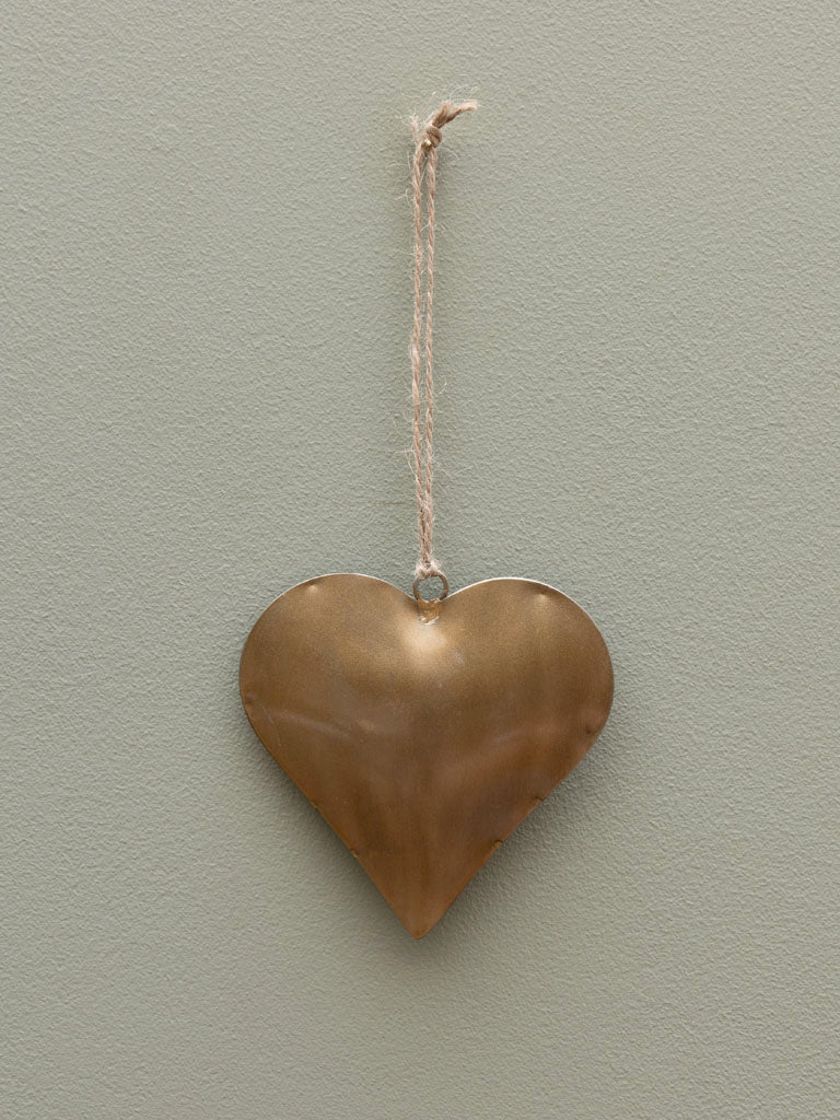 Hanging heart brass patina