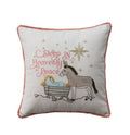 Cotton Printed Pillow w Pom Pom Trim, 2 Images, 2 Sayings